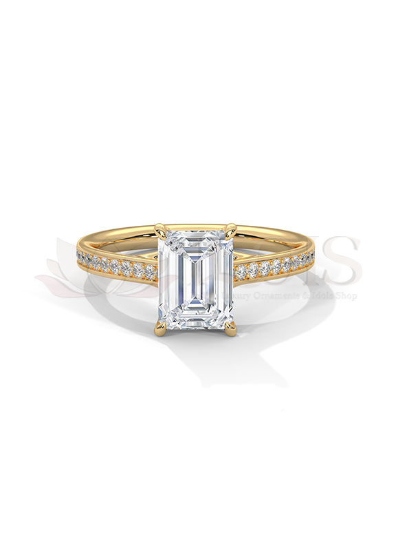 Brilliant Radiant Cut Pave Solitaire Diamond Engagement Ring